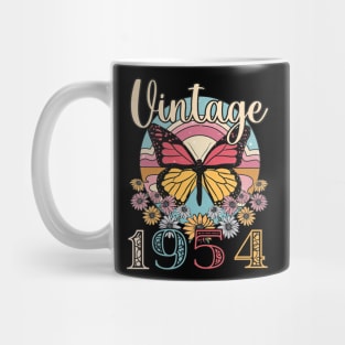 Floral Butterfly Retro Vintage 1954 69th Birthday Mug